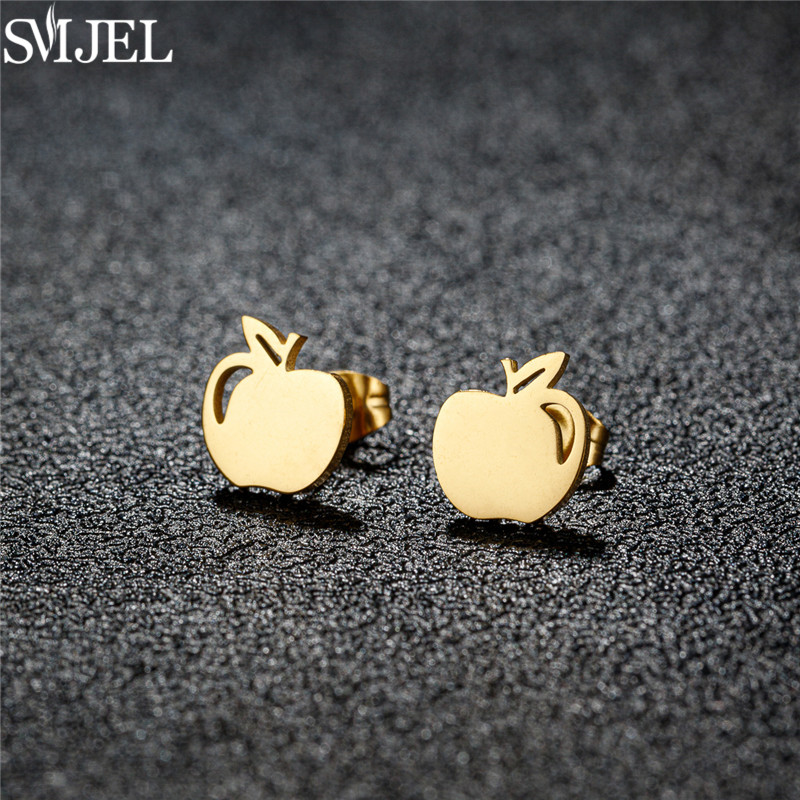 Eve Jewelry & Watches Distribuidor Oficial Rolex Buenos Aires - Funny Stainless Steel Apple Stud Earrings
