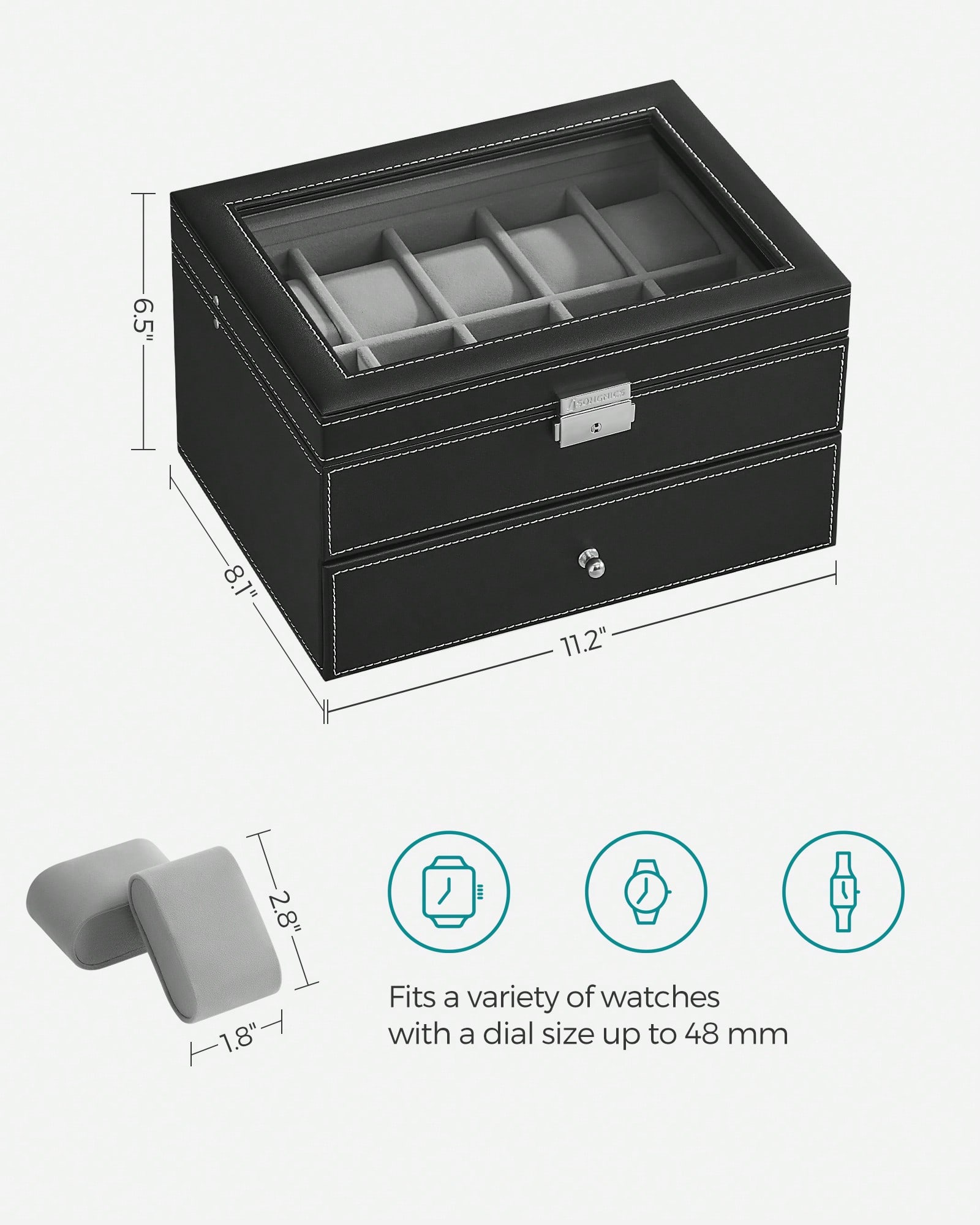 20-Slot Watch Box with Glass L - Jewelry Box Organizer Watches review and price