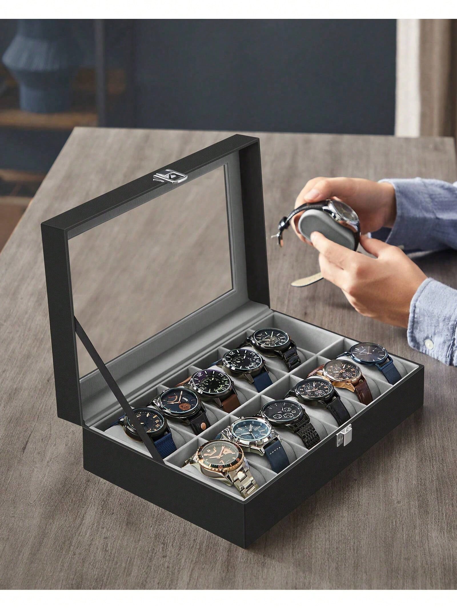 12-Slot Lockable Watch Box wit - Jewelry Box Organizer Watches review and price