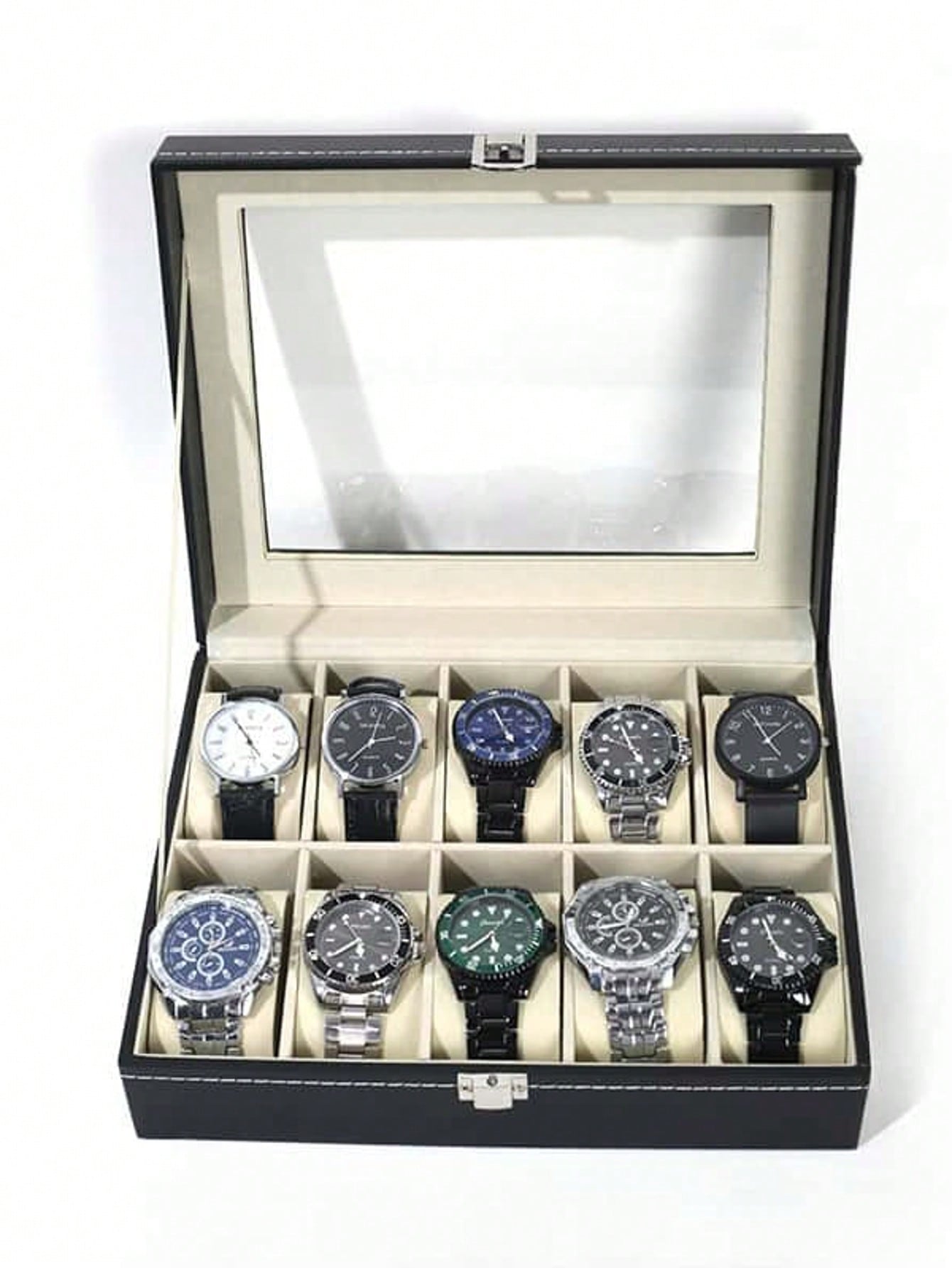 Leather Watch Box with Lock, L - Jewelry Box Organizer Watches review and price