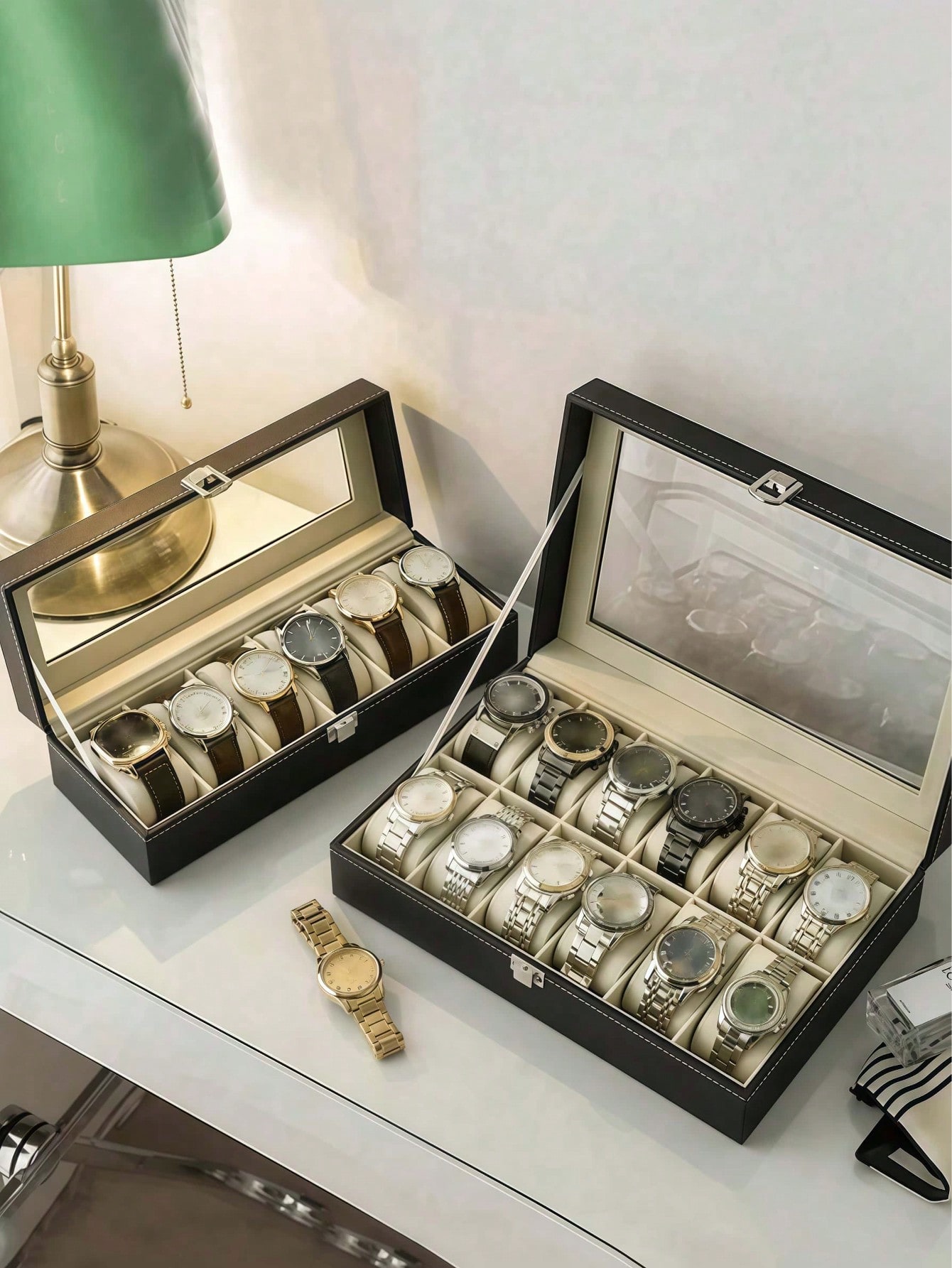 Leather Watch Box with Lock, L - Jewelry Box Organizer Watches review and price