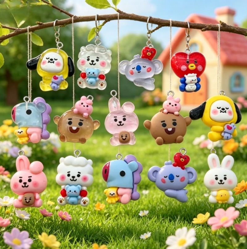 7pcs BT21 Resin Cartoon Charm  - Charm Bracelet Beads review and price